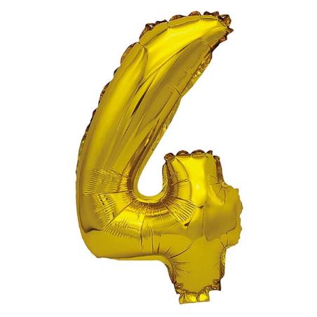 PAKIET Balon foliowy PARTY GO, cyfra 4, 80cm, złoty