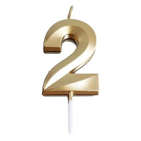PAKIET Świeczka PARTY GO, cyfra 2, 4,8cm, złota