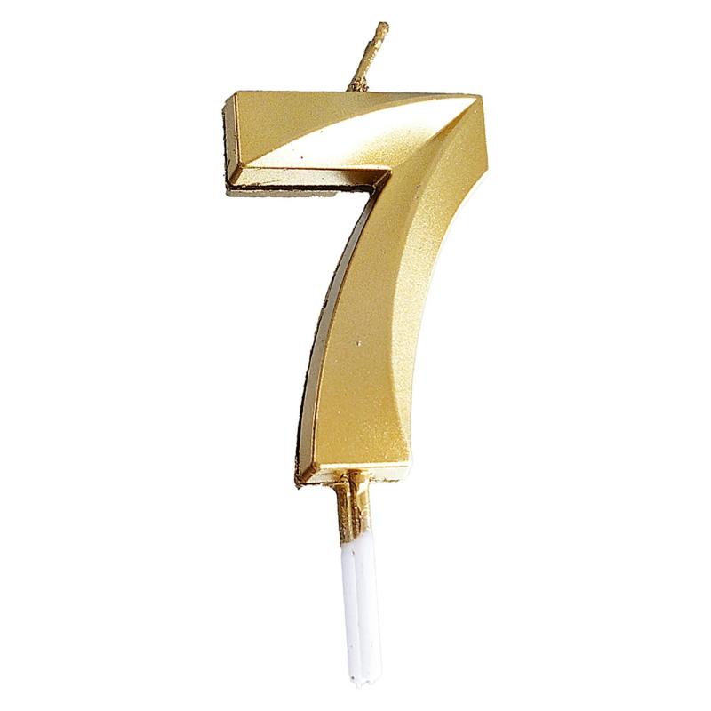 PAKIET Świeczka PARTY GO, cyfra 7, 4,8cm, złota