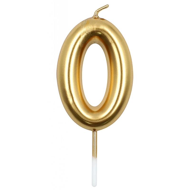 PAKIET Świeczka PARTY GO, cyfra 0, 6cm, złota