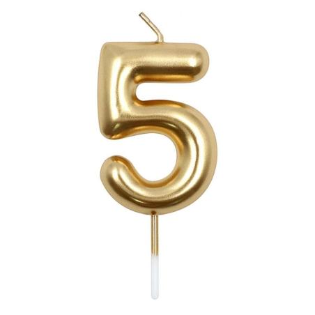 PAKIET Świeczka PARTY GO, cyfra 5, 6cm, złota