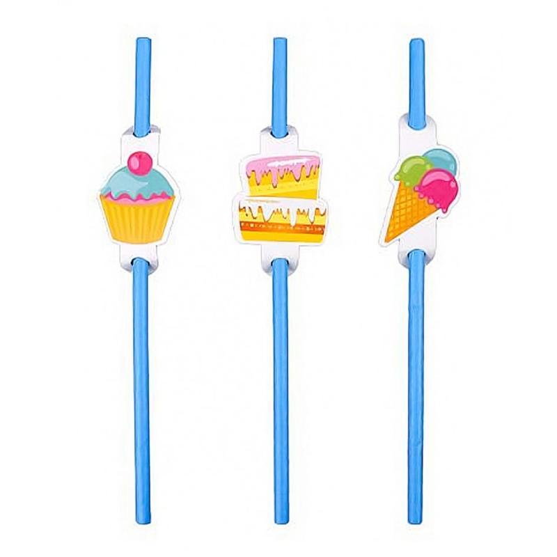 PAKIET Słomki PARTY GO, 20cm, 6 szt., niebieskie