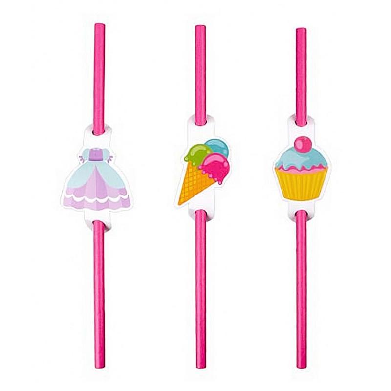 PAKIET Słomki PARTY GO, 20cm, 6 szt., różowe