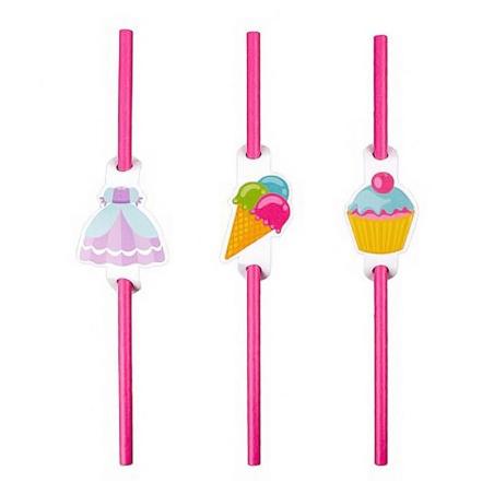 PAKIET Słomki PARTY GO, 20cm, 6 szt., różowe
