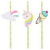 PAKIET Słomki PARTY GO Unicorn, 19,5cm, 6 szt., różowe