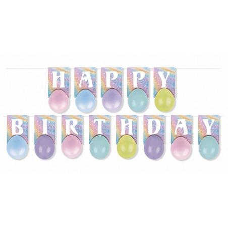 PAKIET Girlanda PARTY GO Happy Birthday, 3m, mix kolorów