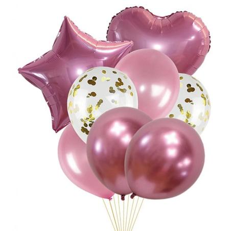 PAKIET Zestaw balonów PARTY GO, 45cm, 8 szt., różowe