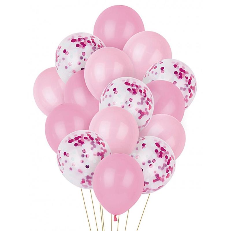 PAKIET Zestaw balonów PARTY GO, 25-30cm, 15 szt., różowe