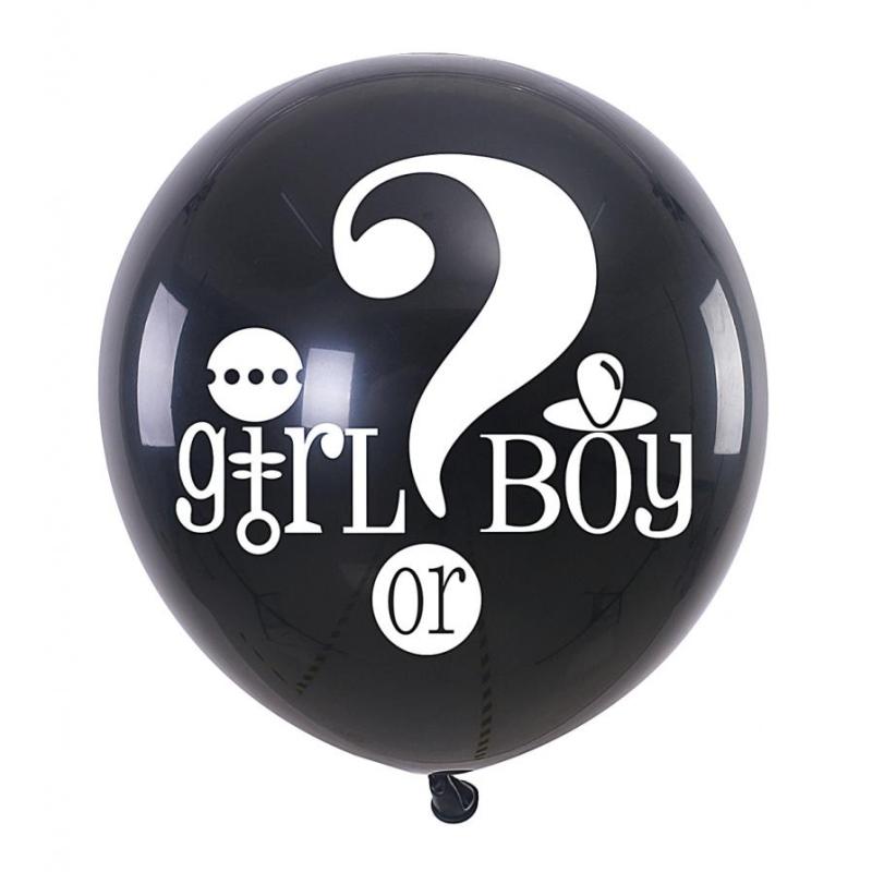 PAKIET Balon z konfetti PARTY GO Girl Or Boy, 90cm, czarny