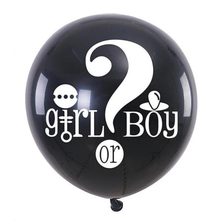 PAKIET Balon z konfetti PARTY GO Girl Or Boy, 90cm, czarny