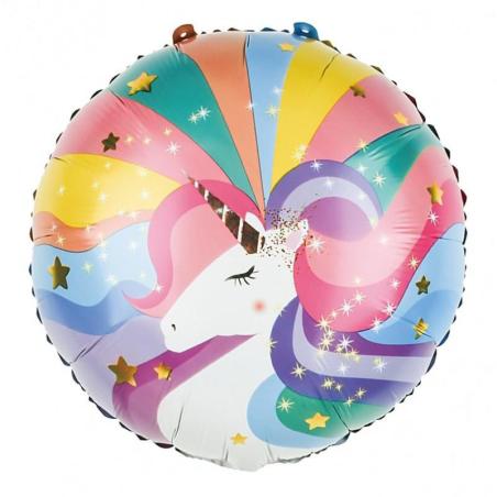 PAKIET Balon okrągły PARTY GO Unicorn, 45cm, 1 szt., mix kolorów