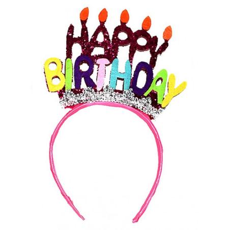 PAKIET Opaska PARTY GO Happy Birthday, 24cm, 1 szt., mix kolorów