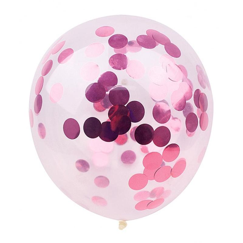 PAKIET Zestaw balonów z konfetti PARTY GO, 30cm, 6 szt., różowe