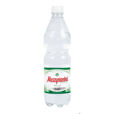 Woda MUSZYNIANKA 0.6l niskonasycona CO2 zgrzewka 8 szt. (zielona) KAUCJA