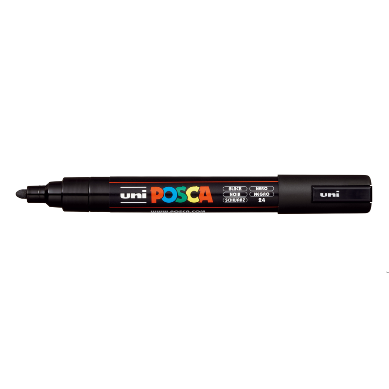 Marker permanentny czarny PC-5M POSCA Uni 138427, 1,8-2,5 mm, do różnych powierzchni