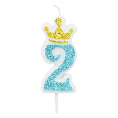 PAKIET Świeczka PARTY GO, cyfra 2, 6,8cm, niebieska