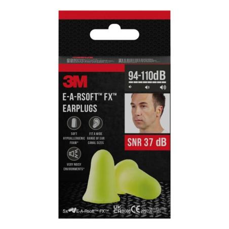 Zatyczki do uszu 3M (EARFXC5), 5 par, żółte