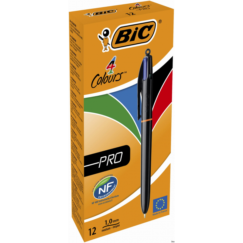 Długopis BIC 4 Colours Grip PRO mix, 4 kolory, atrament wodoodporny, szybkoschnący