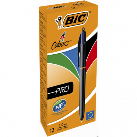 Długopis BIC 4 Colours Grip PRO mix, 4 kolory, atrament wodoodporny, szybkoschnący