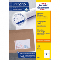 Etykiety uniwersalne Avery Zweckform 3655 210x148 mm, 100 arkuszy, białe, do druku laserowego i atramentowego