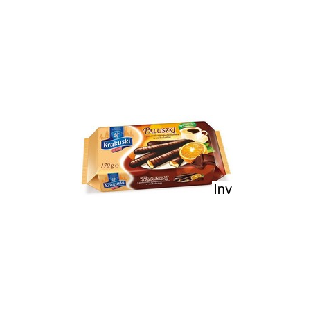 Krakuski Ciastka paluszki z galaretką pomarańczową w czekoladzie 144g