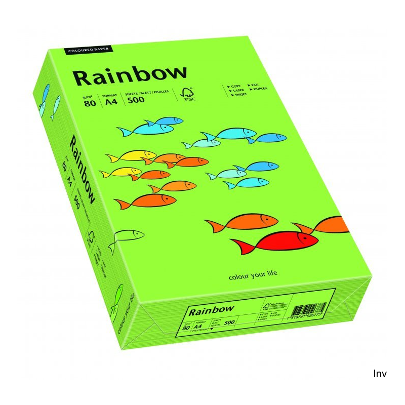 Papier ksero kolorowy Rainbow zielony A4 80 g 1 ryza