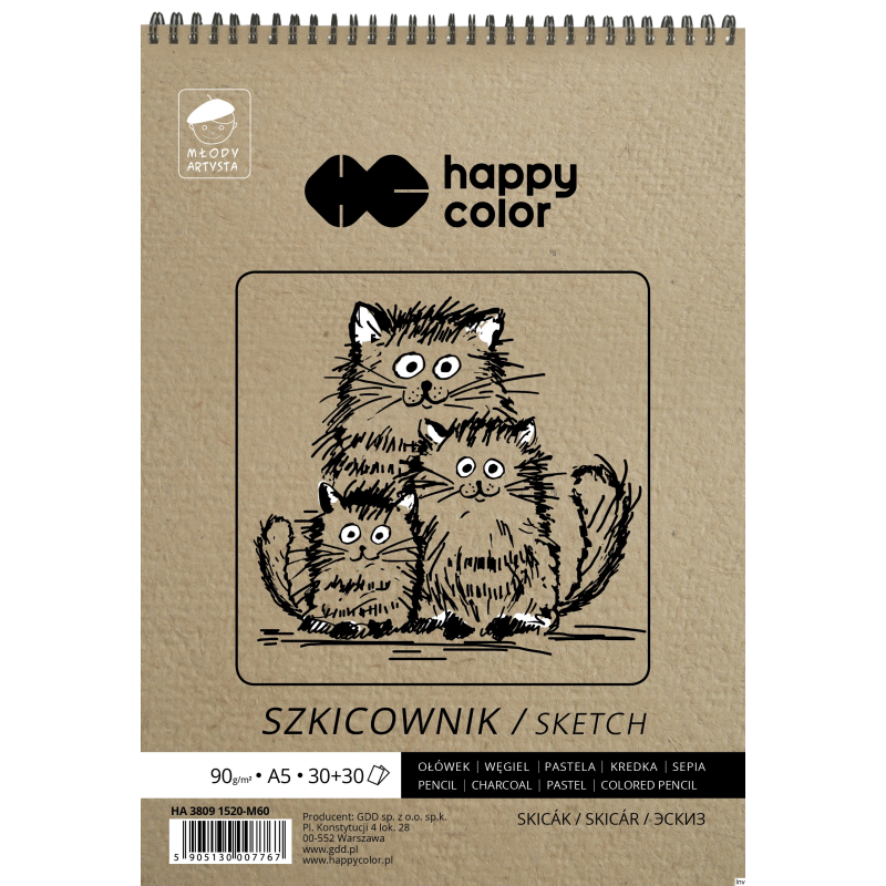 Szkicownik Staedtler Młody Artysta A5 60 ark. 80/90g, papier biały i ochra, twarda oprawa