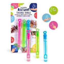 PAKIET Zestaw niepękających baniek mydlanych TRENDHAUS Birthday FUN, 3 x 4ml, mix kolorów