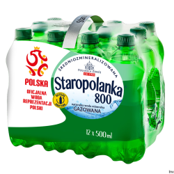 Woda STAROPOLANKA 0,5L gazowana zgrzewka 12szt. KAUCJA