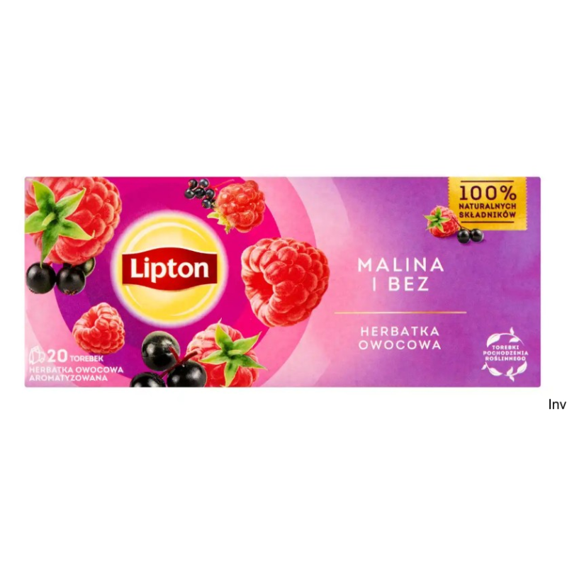 Herbata Lipton owocowa malina i bez, 20 torebek