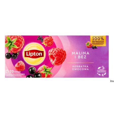 Herbata Lipton owocowa malina i bez, 20 torebek