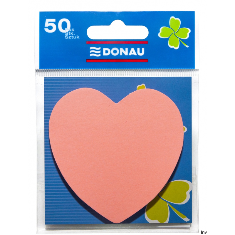 Bloczek samoprzylepny serduszko różowe 1x50 sztuk 75g 5mm Donau