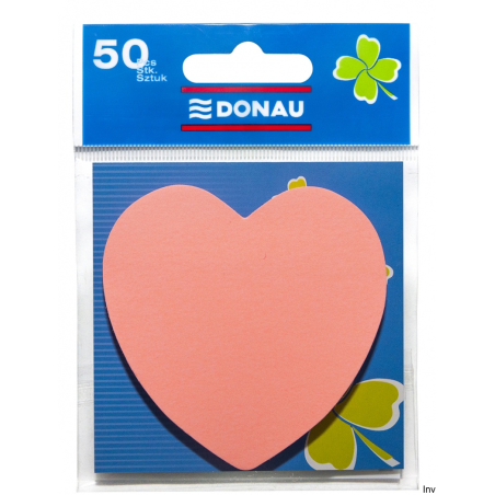 Bloczek samoprzylepny serduszko różowe 1x50 sztuk 75g 5mm Donau