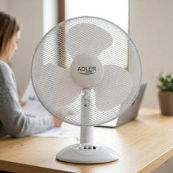 Wentylator ADLER AD 7304, biurkowy, śr. 40cm, 90W, biały