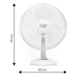 Wentylator ADLER AD 7304, biurkowy, śr. 40cm, 90W, biały