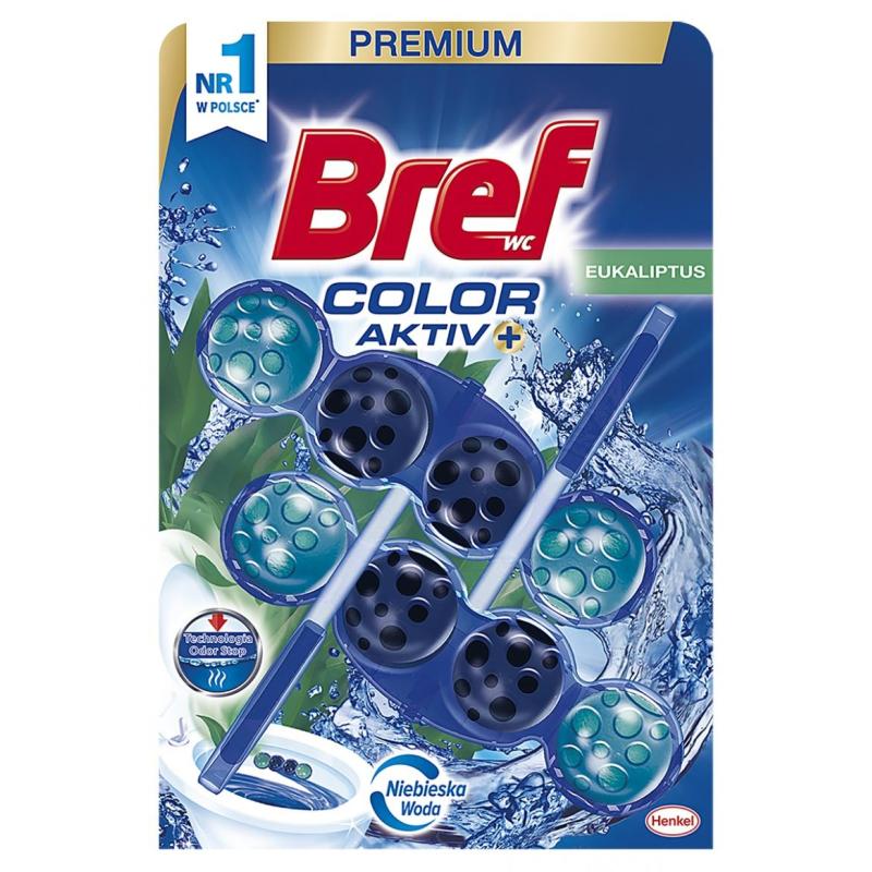 Kulki myjąco-zapachowe do toalet BREF Color Activ Eukaliptus, barwiące, 2 x 50 g
