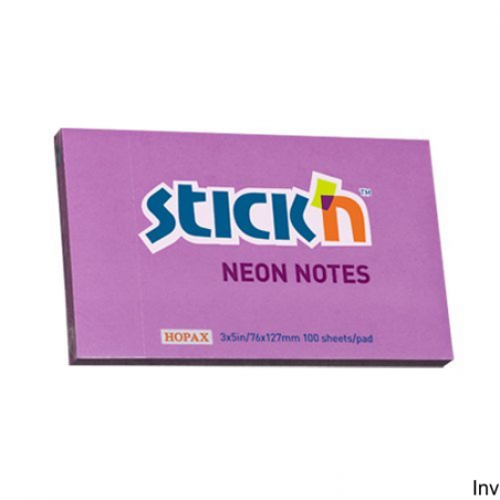 Bloczek samoprzylepny StickN 127x76 mm fioletowy neonowy 100 kartek