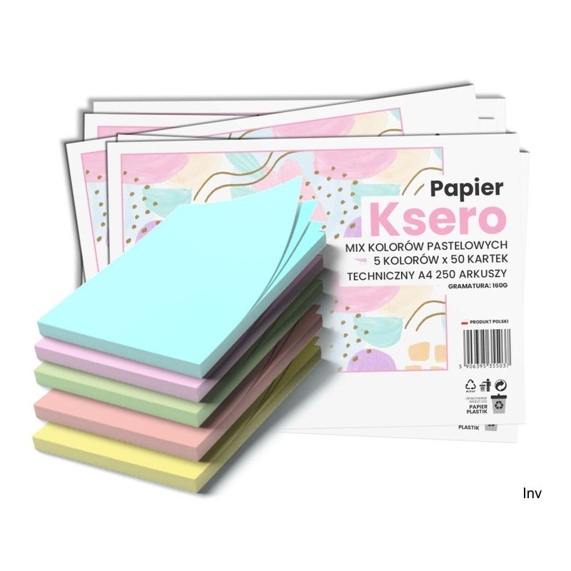 Papier ksero A4 mix kolorów pastelowych 160g 250 arkuszy