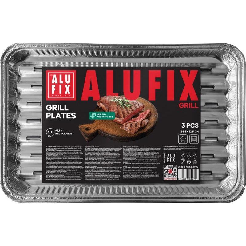 Tacki grillowe ALUFIX Fix-Grill, aluminiowe, prostokątne, 3 szt.