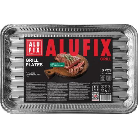 Tacki grillowe ALUFIX Fix-Grill, aluminiowe, prostokątne, 3 szt.