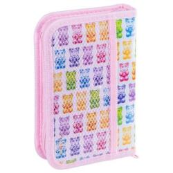 Piórnik szkolny GIMBOO, z wyposażeniem, 1 komora, 1 przekładka, Colorful Teddy Bears, pastelowy różowy