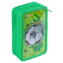 Piórnik szkolny GIMBOO, z wyposażeniem, 3 komory, Soccer, zielony