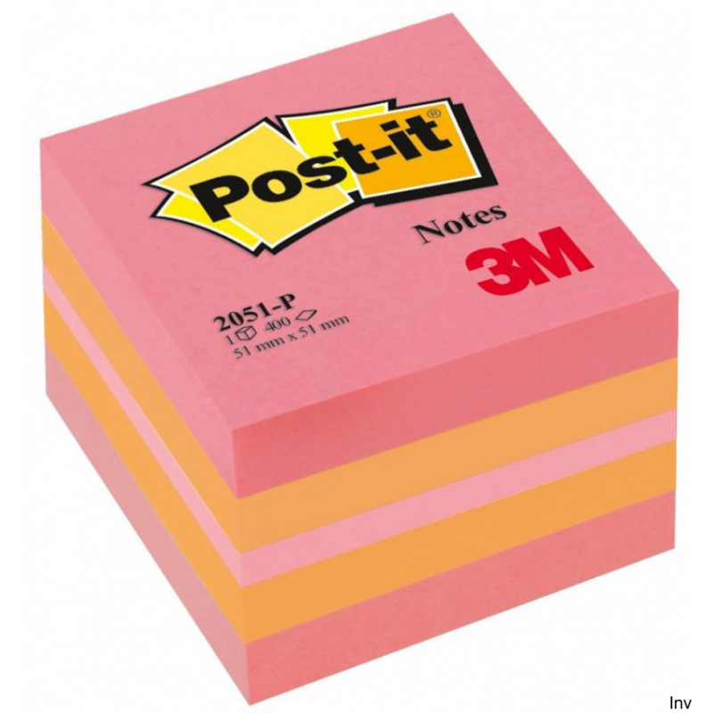 Post-It 3M Mini Kostka samoprzylepna różowa 51x51mm, 1x400 kart, gramatura 70-72gsm