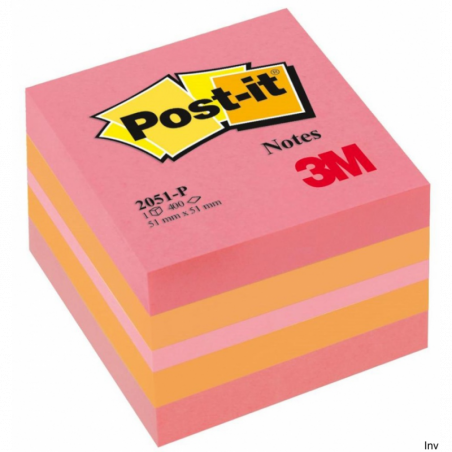 Post-It 3M Mini Kostka samoprzylepna różowa 51x51mm, 1x400 kart, gramatura 70-72gsm