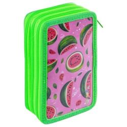 Piórnik szkolny GIMBOO, z wyposażeniem, 3 komory, Watermelon, zielony