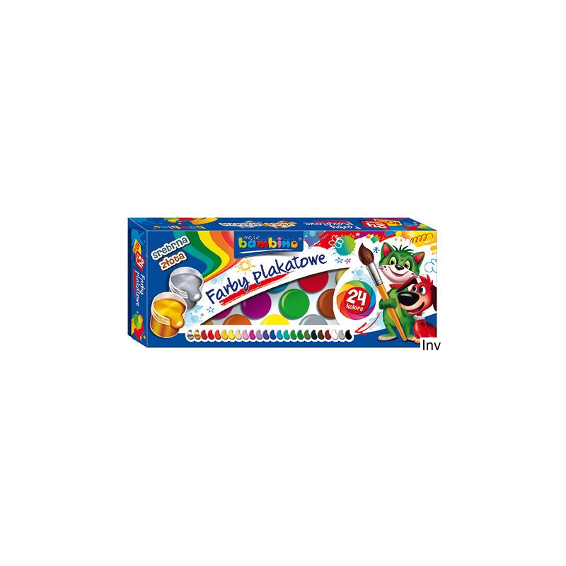 Farby plakatowe Bambino 24 kolory 10 ml - matowe, intensywne, bezpieczne dla dzieci