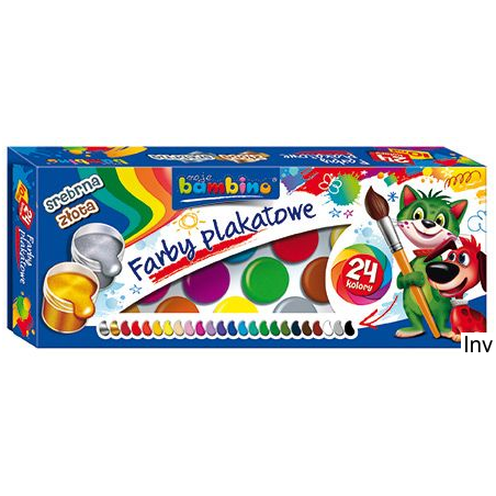 Farby plakatowe Bambino 24 kolory 10 ml - matowe, intensywne, bezpieczne dla dzieci
