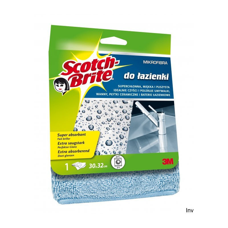 Ścierka z mikrofibry Scotch Brite do łazienki jasnoniebieska 300x320 mm