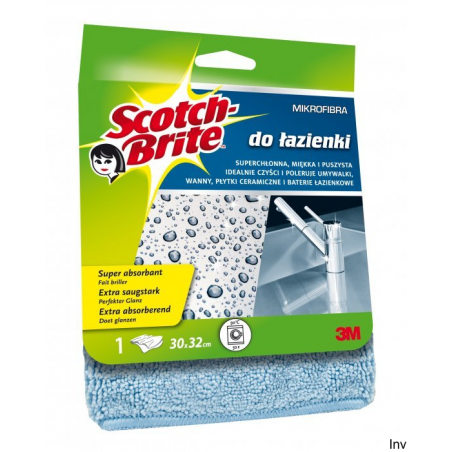 Ścierka z mikrofibry Scotch Brite do łazienki jasnoniebieska 300x320 mm