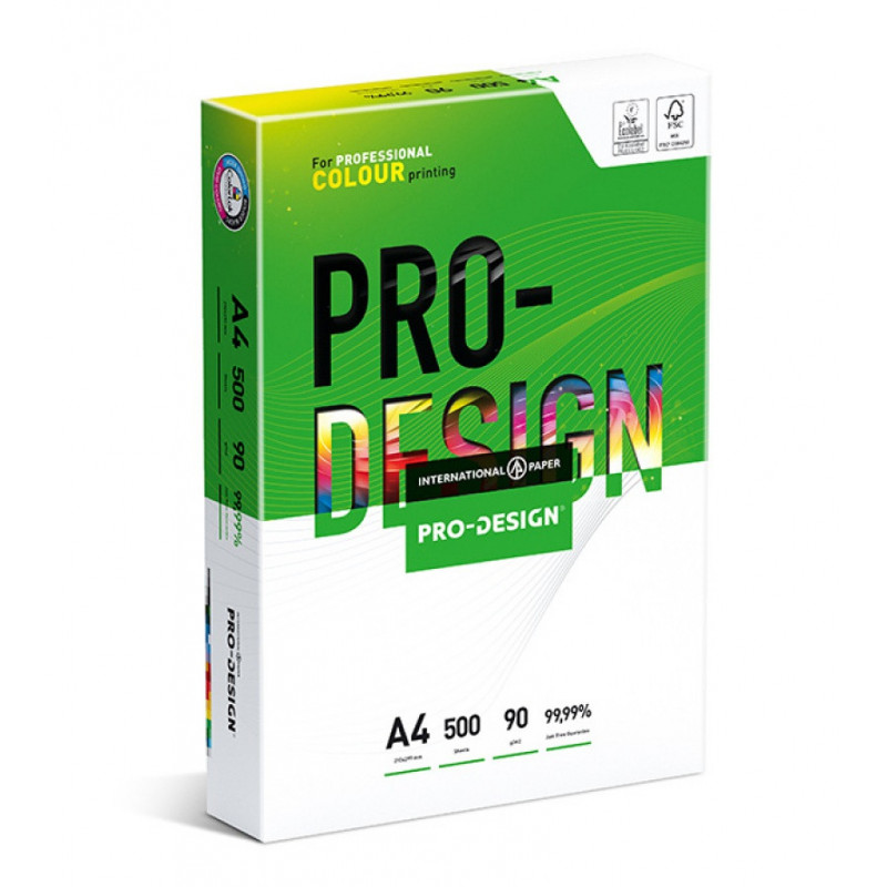 PAKIET Papier ksero PRO-DESIGN FSC, satynowany, klasa A++, A4, 168CIE, 90gsm, 500 ark.